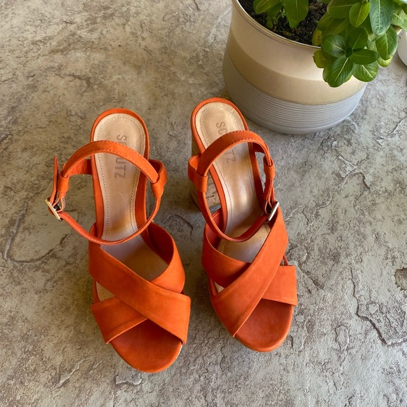 Shutz Shoes - Schutz Cork Platform Sandals w/Suede Orange 7.5 B